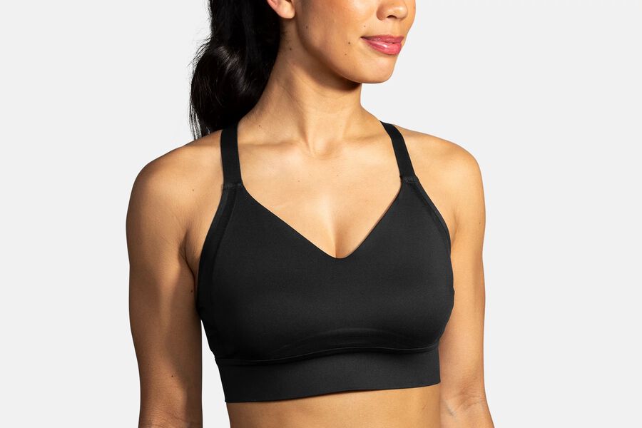 Womens Brooks Drive Interlace Run Bras Black | 856401-JYM